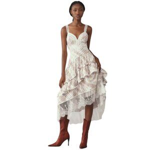 NWT Anthropologie Bobbi Asymmetrical Ruffle Tiered Midi Dress Size XS